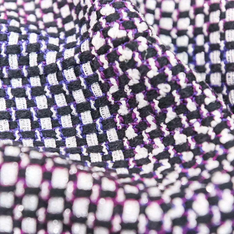 09p Chanel Tweed Jacket Skirt Setup P35404 Size 38 Purple Ladies Used