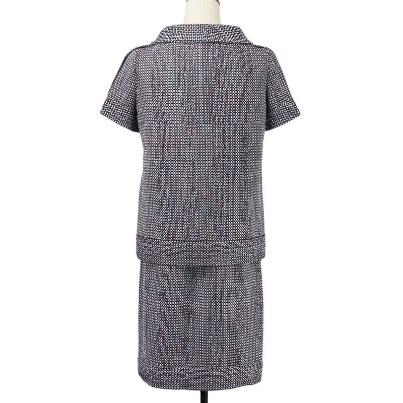 09p Chanel Tweed Jacket Skirt Setup P35404 Size 38 Purple Ladies Used