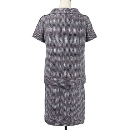 09p Chanel Tweed Jacket Skirt Setup P35404 Size 38 Purple Ladies Used