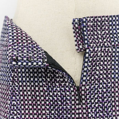 09p Chanel Tweed Jacket Skirt Setup P35404 Size 38 Purple Ladies Used