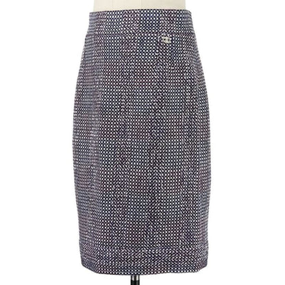 09p Chanel Tweed Jacket Skirt Setup P35404 Size 38 Purple Ladies Used