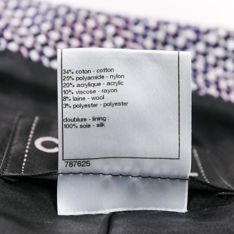 09p Chanel Tweed Jacket Skirt Setup P35404 Size 38 Purple Ladies Used