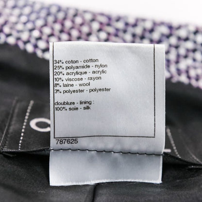 09p Chanel Tweed Jacket Skirt Setup P35404 Size 38 Purple Ladies Used