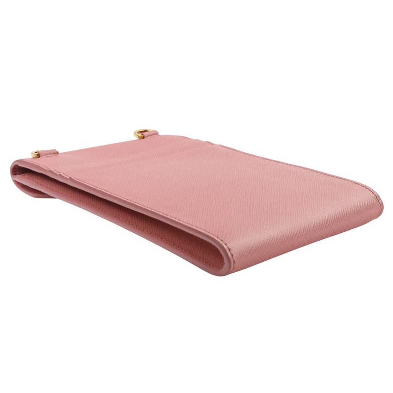 Prada Saffiano Leather Chain Shoulder Bag Pochette 1bp050 Pink Ladies Used