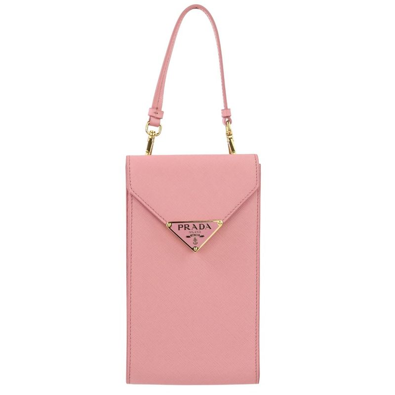 Prada Saffiano Leather Chain Shoulder Bag Pochette 1bp050 Pink Ladies Used