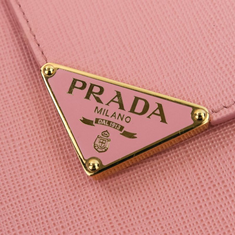 Prada Saffiano Leather Chain Shoulder Bag Pochette 1bp050 Pink Ladies Used