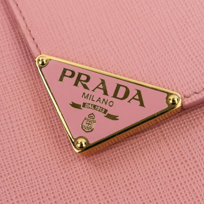 Prada Saffiano Leather Chain Shoulder Bag Pochette 1bp050 Pink Ladies Used