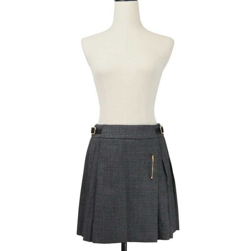 Celine Pin Detail Pleated Wool Wrap Skirt 2j786746w Size 36 Grey Ladies Used