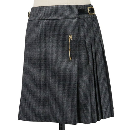Celine Pin Detail Pleated Wool Wrap Skirt 2j786746w Size 36 Grey Ladies Used