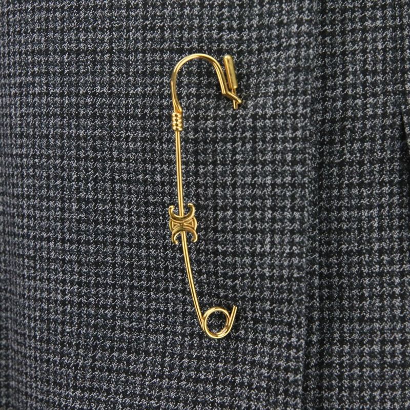 Celine Pin Detail Pleated Wool Wrap Skirt 2j786746w Size 36 Grey Ladies Used