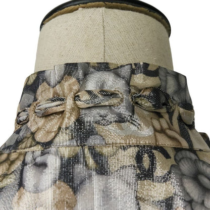 Chanel Choupette Coco Mark Print Sleeveless Silk Blouse with Ribbon Tie P55021