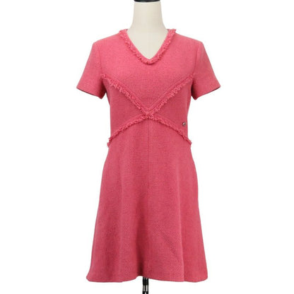 Chanel Coco Mark Plate Mini Tweed Dress P5606 Size 36 Pink Ladies Used