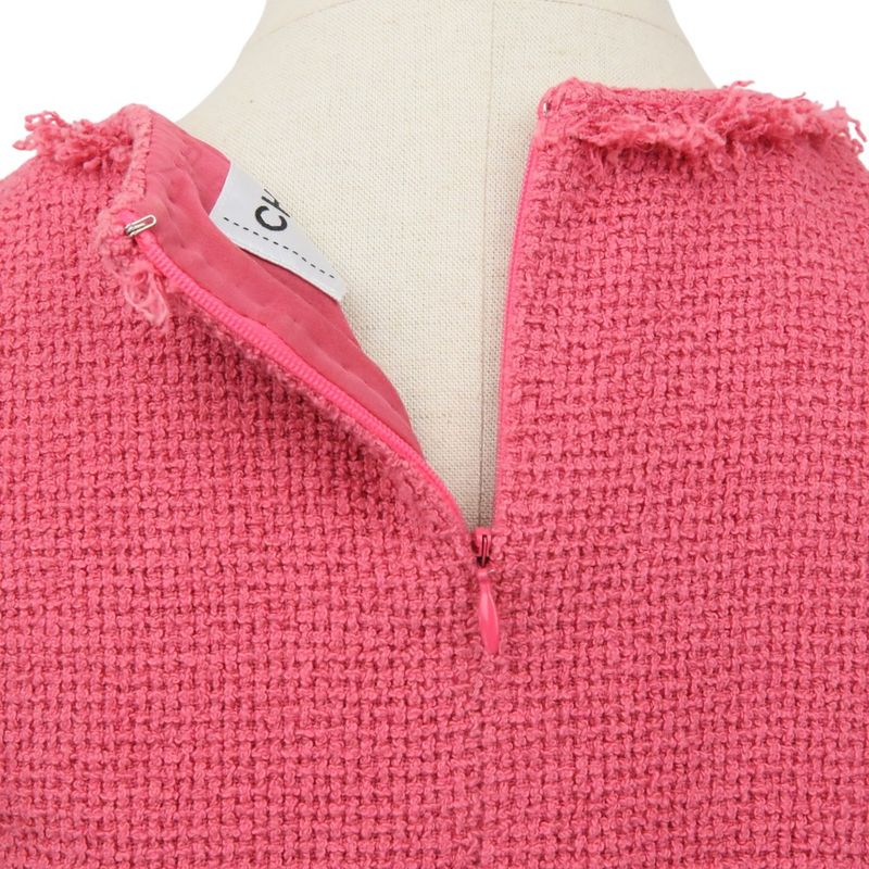 Chanel Coco Mark Plate Mini Tweed Dress P5606 Size 36 Pink Ladies Used
