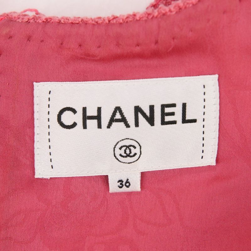 Chanel Coco Mark Plate Mini Tweed Dress P5606 Size 36 Pink Ladies Used