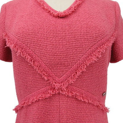 Chanel Coco Mark Plate Mini Tweed Dress P5606 Size 36 Pink Ladies Used