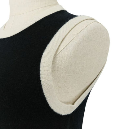 Chanel Bicolor Coco Mark 100% Cashmere Sleeveless Knit Vest P58592 Size 36