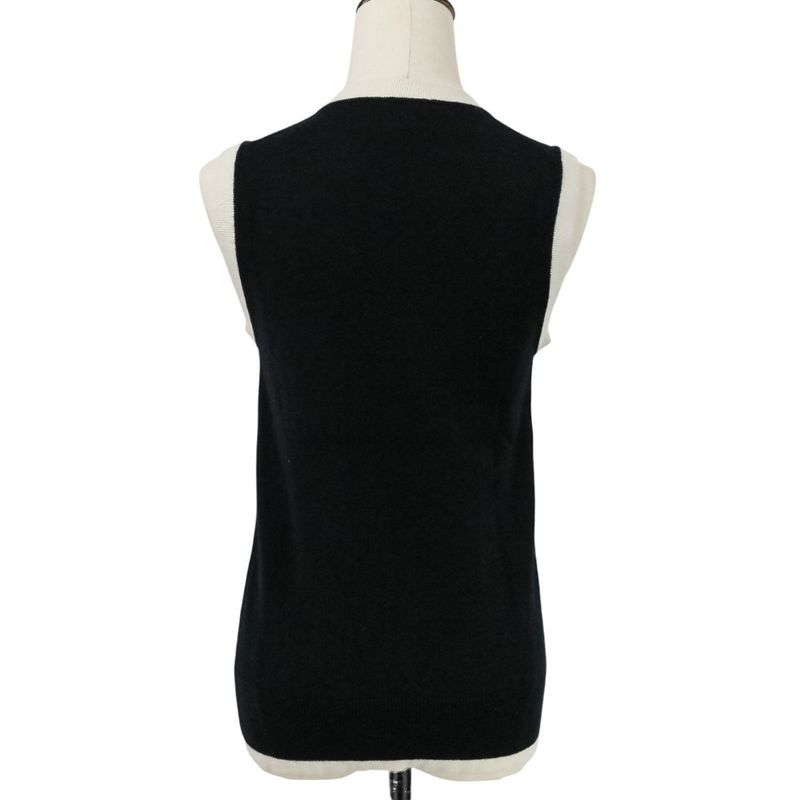 Chanel Bicolor Coco Mark 100% Cashmere Sleeveless Knit Vest P58592 Size 36