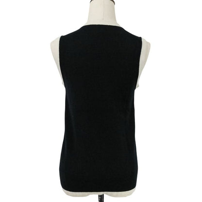 Chanel Bicolor Coco Mark 100% Cashmere Sleeveless Knit Vest P58592 Size 36