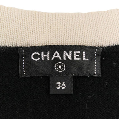 Chanel Bicolor Coco Mark 100% Cashmere Sleeveless Knit Vest P58592 Size 36