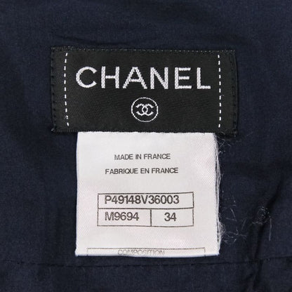 Chanel Coco Mark Plate Tweed Print Skirt P49148 Size 34 Navy White Ladies Used