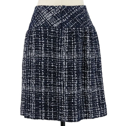 Chanel Coco Mark Plate Tweed Print Skirt P49148 Size 34 Navy White Ladies Used