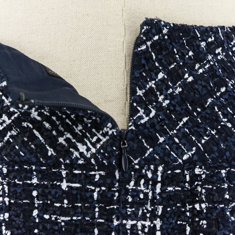 Chanel Coco Mark Plate Tweed Print Skirt P49148 Size 34 Navy White Ladies Used