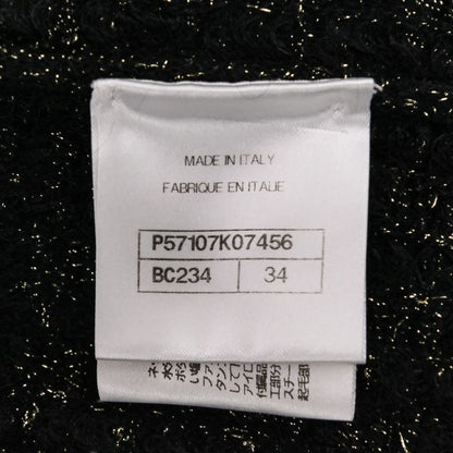 Chanel Lion Button Lame Knit Dress P57107 Size 34 Black Gold Color Women's Used