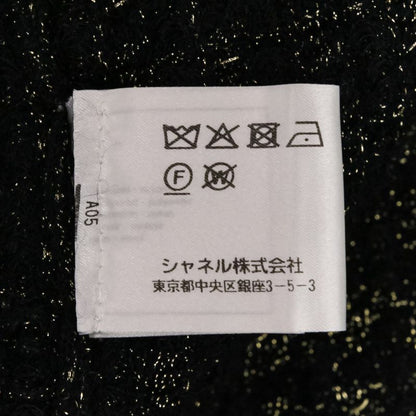 Chanel Lion Button Lame Knit Dress P57107 Size 34 Black Gold Color Women's Used