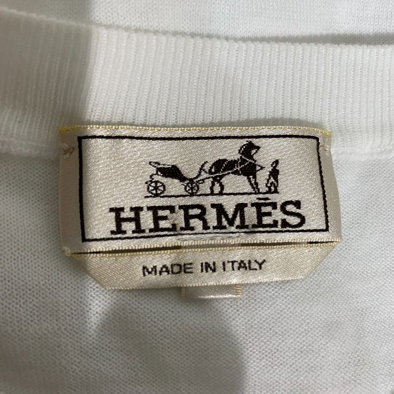 23ss Hermes Stitch Design Long Sleeve Cotton Summer Knit Cut and Sewn Sweater M