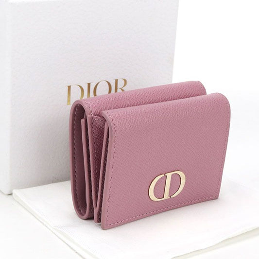 DIOR Compact Wallet Dior Caro Trifold Wallet Leather Women's