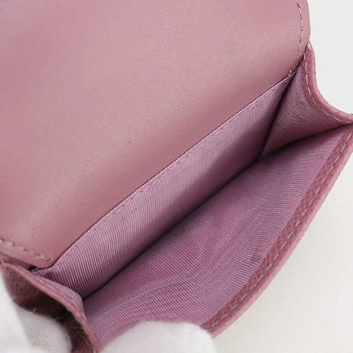 DIOR Compact Wallet Dior Caro Trifold Wallet Leather Women's