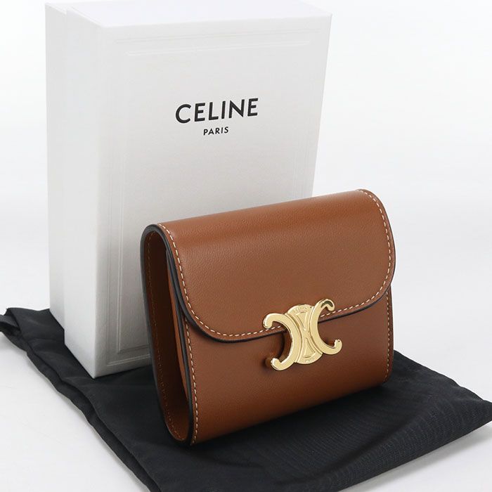 Celine Small Flap Wallet Triomphe 10d78 3bzg.04lu Tri-fold Wallet In Lambskin