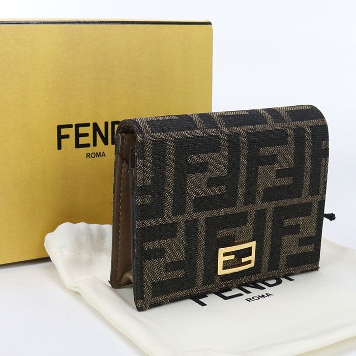 Fendi Baguette FF Logo 8m0420 A98P Bifold Wallet In Jacquard For Women
