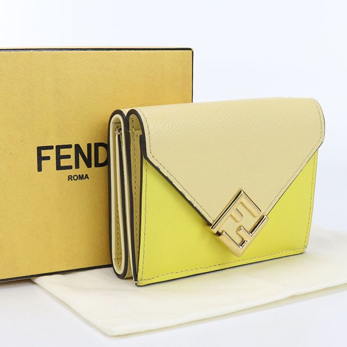 Fendi FF Diamond 8m0480 ALV4 Tri-fold Wallet Leather Women