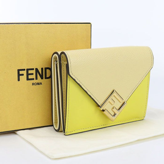 Fendi FF Diamond 8m0480 ALV4 Tri-fold Wallet Leather Women