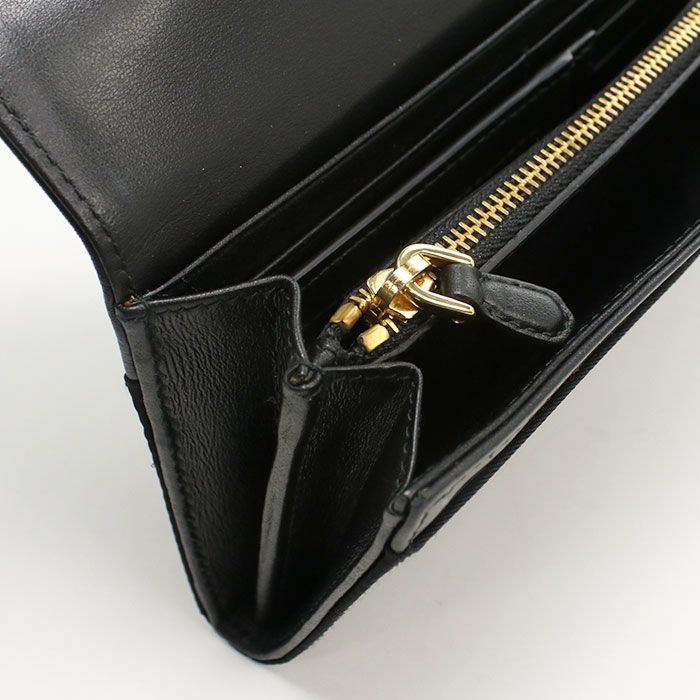 Prada Saffiano Triangle 1m1037 Long Wallet Bifold Calf Nylon Ladies