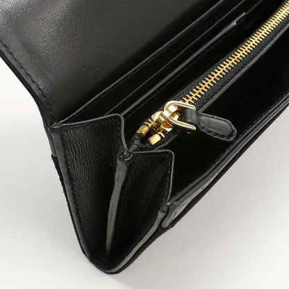 Prada Saffiano Triangle 1m1037 Long Wallet Bifold Calf Nylon Ladies