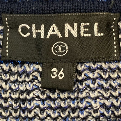 Chanel Coco Mark Button Lame Cashmere Silk Blend Sleeveless Knit Sweater P56573