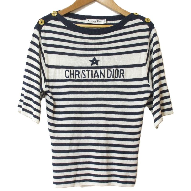 24SS Christian DIOR Cashmere Silk Logo Striped Knit Cut And Sewn 414s83am729 34
