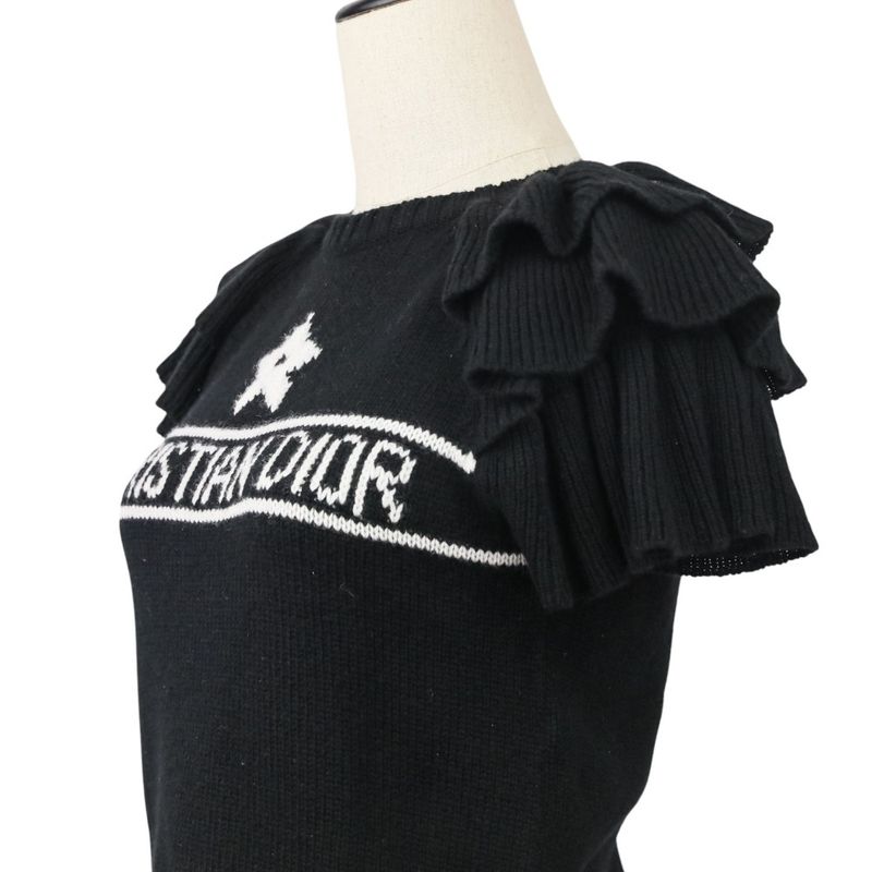 23aw Christian Dior 100% Cashmere Ruffle Cropped Knit Sweater 324s13am003 Size