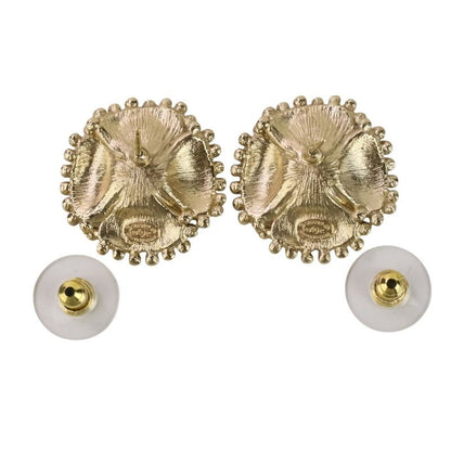 Chanel F23k Faux Pearl Camellia Coco Mark Earrings Chien Pan Gold Color Ladies