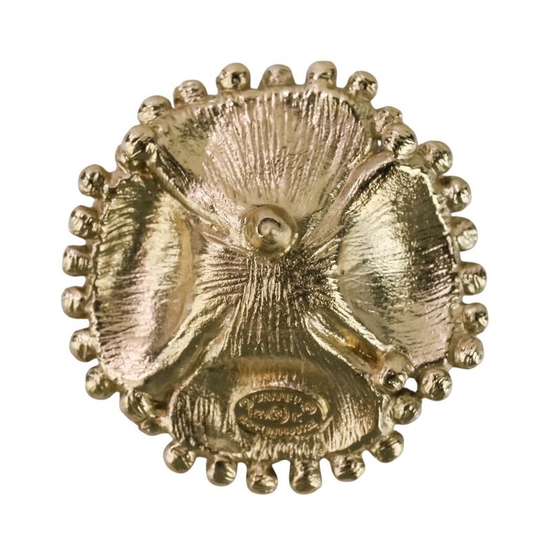 Chanel F23k Faux Pearl Camellia Coco Mark Earrings Chien Pan Gold Color Ladies