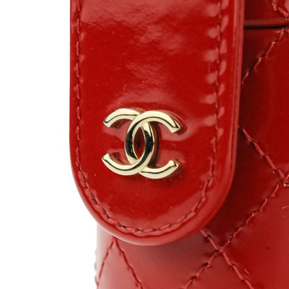 Chanel Patent Leather Matelasse Coco Mark Chain Strap Lip Case Necklace Red
