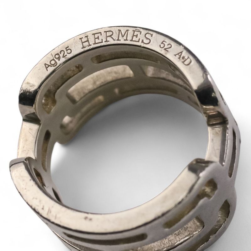 Good Hermes Arcane PM Ag925 Ring Size 52 Size 12 Silver Ladies Used