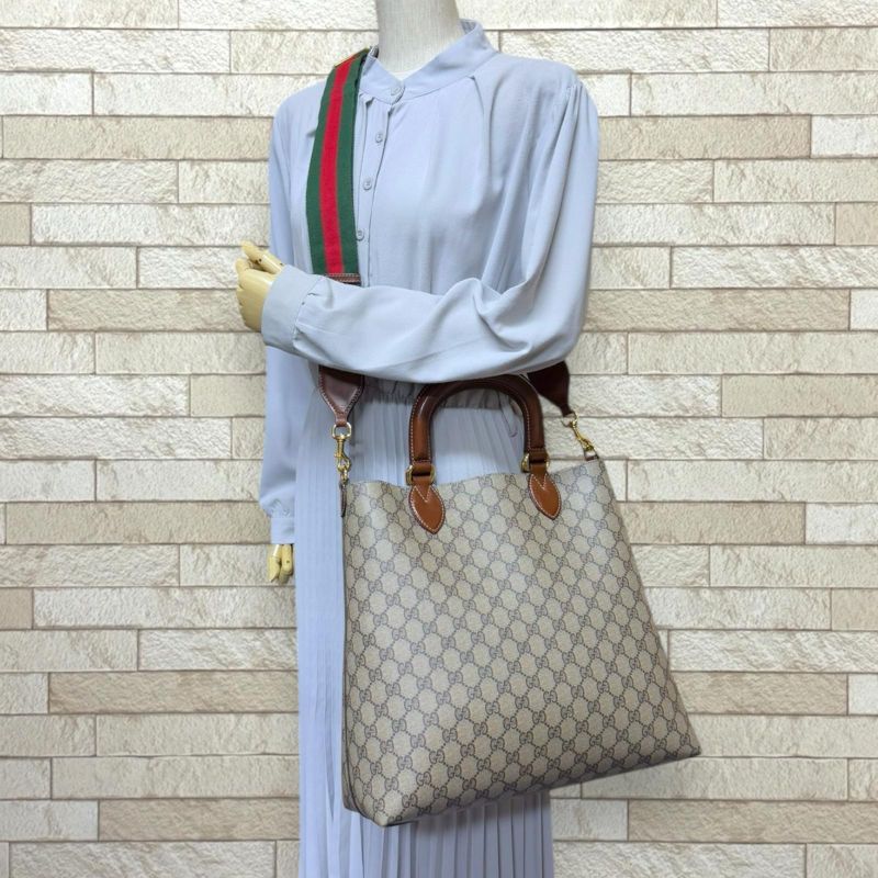 Gucci GG Supreme Sherry Line Shoulder Bag GG Supreme Canvas 432126 Beige Ladies