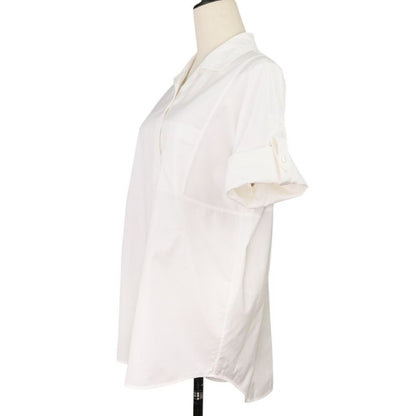 21ss Hermes Fixed Wing Cotton Roll Up Blouse Shirt 40 White Women's Used
