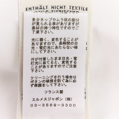 21ss Hermes Fixed Wing Cotton Roll Up Blouse Shirt 40 White Women's Used