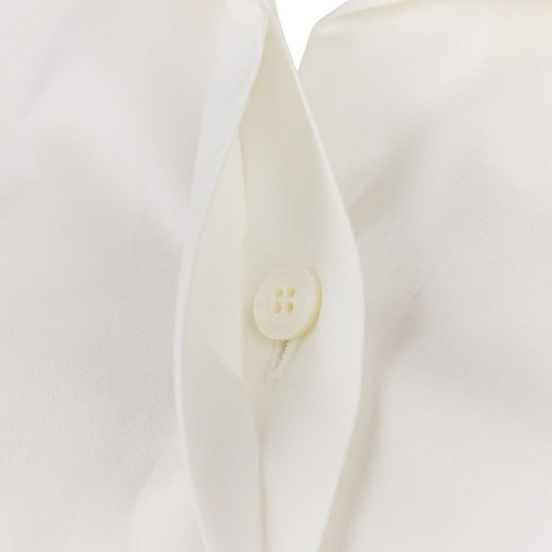 21ss Hermes Fixed Wing Cotton Roll Up Blouse Shirt 40 White Women's Used