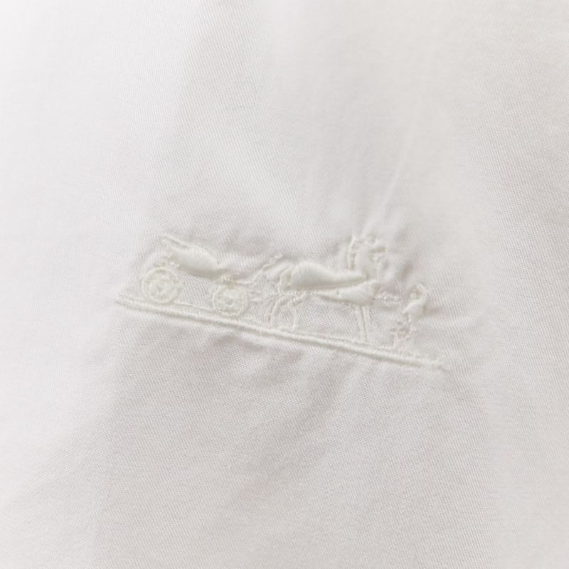 21ss Hermes Fixed Wing Cotton Roll Up Blouse Shirt 40 White Women's Used