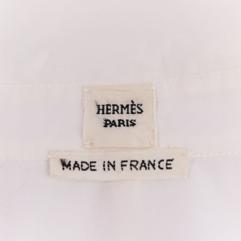 21ss Hermes Fixed Wing Cotton Roll Up Blouse Shirt 40 White Women's Used